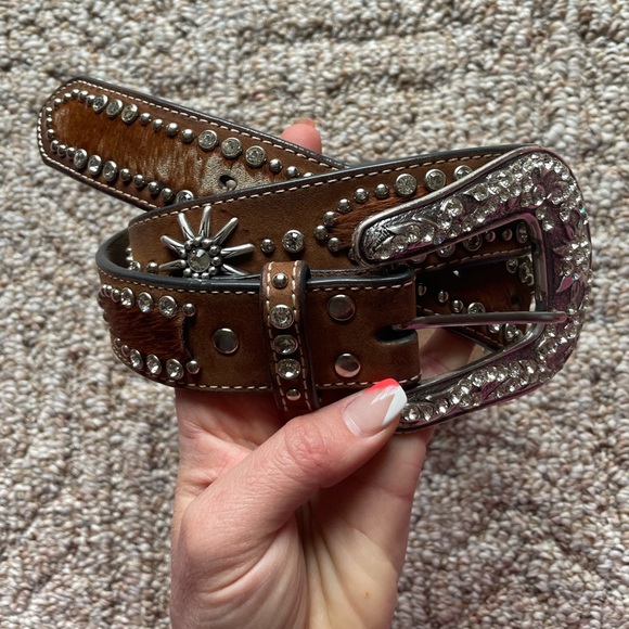 Nocona | Accessories | Womens Nocona Belt Brown Leather Rhinestone ...